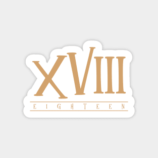 XVIII (Eighteen) Gold Roman Numerals Sticker